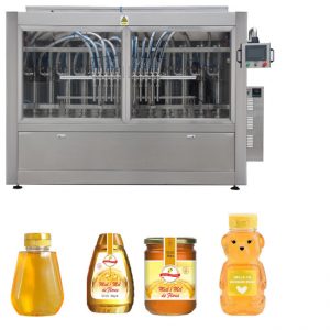 ເຄື່ອງອັດຕະໂນມັດ Servo Piston Type Sauce Honey Jam High Viscosity Liquid Filling Capping Labeling Machine Line